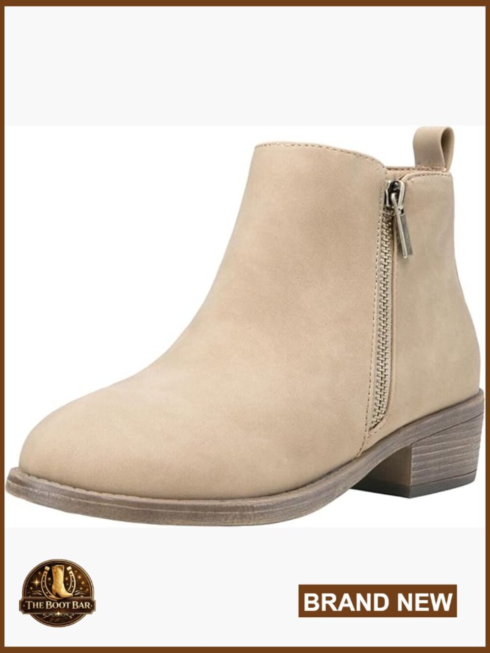 Classic Low Heeled Ankle Booties, Comfortable Short Boots with Zipper